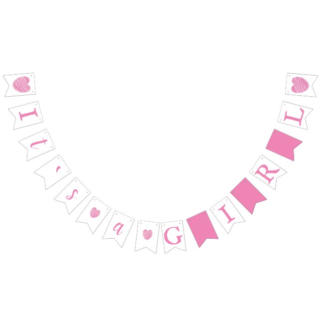 It`s a Girl Pink Typography Baby Shower Bunting (All)