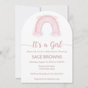 It’s a girl rainbow baby shower invitation