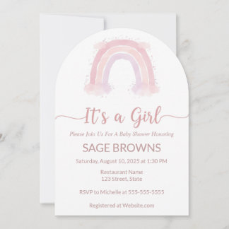 It’s a girl rainbow baby shower invitation