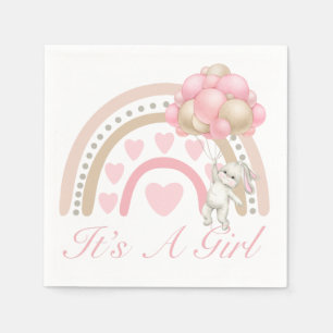 It’s a Girl Rainbow Pink Baby Shower Napkin