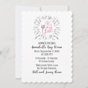 “It’s A Girl!” Tiara Baby Announcements