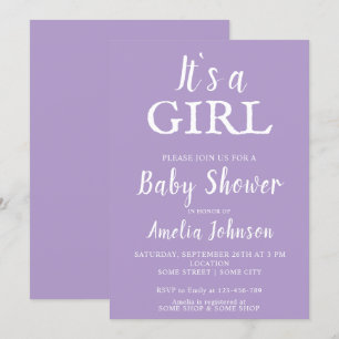 It`s a Girl Typography Baby Girl Baby Shower Invitation