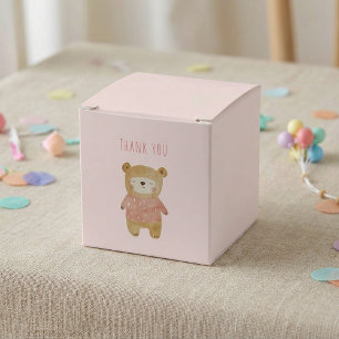 It’s a Girl Watercolor cute Bear Pink Baby Shower Favour Box