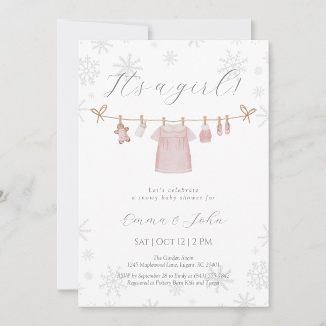 It’s a Girl Winter Baby Shower Invitation (Front)