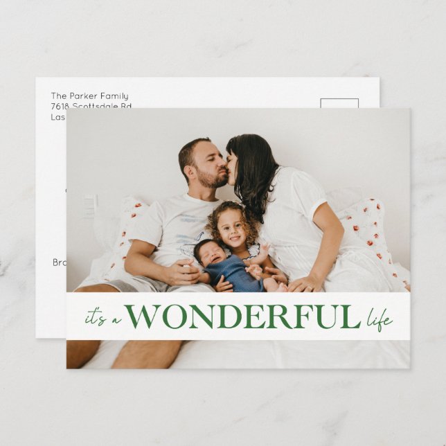 It’s A Wonderful Life Green Photo Holiday Postcard (Front/Back)