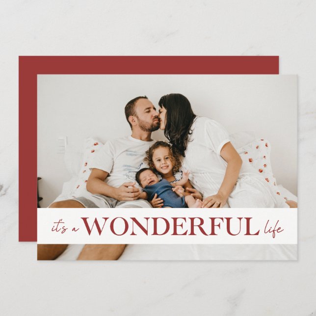 It’s A Wonderful Life Red Photo Holiday Card (Front/Back)