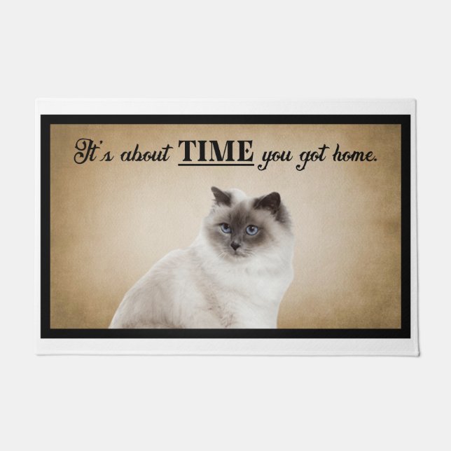 It’s About Time You Got Home American Cat Doormat (Front)