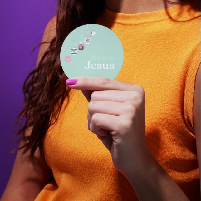 It’s All About Jesus – Pastel Christian Christmas  Classic Round Sticker (Creator Uploaded)