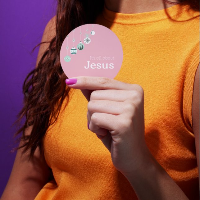  It’s All About Jesus – Pink Pastel Christmas Classic Round Sticker (Creator Uploaded)