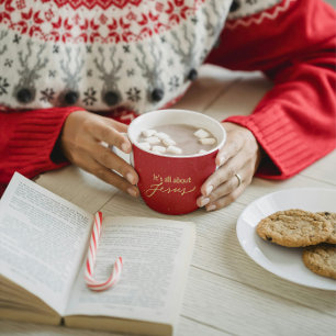 It’s All About Jesus – Red & Gold Christmas  Mug