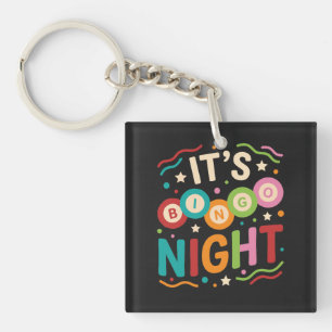 It’s Bingo Night Colorful Retro Bingo Player Party Key Ring