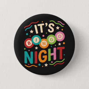 It’s Bingo Night Colourful Retro Bingo Player Part 6 Cm Round Badge