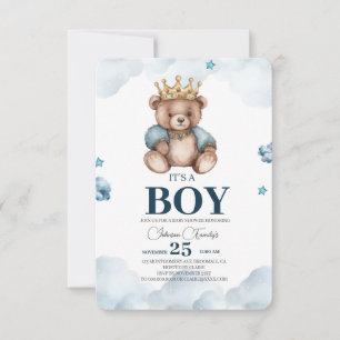IT’S BOY Bear Baby Shower Thank You Card