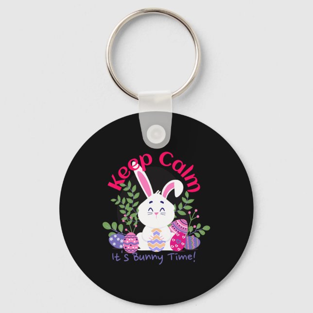 It’s Bunny Time Funny Easter Sunday Egg Hunting Gi Key Ring (Front)