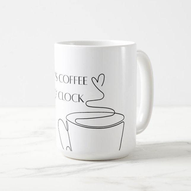 It’s coffee O’clock mug minimal line art cup desig (Front Right)