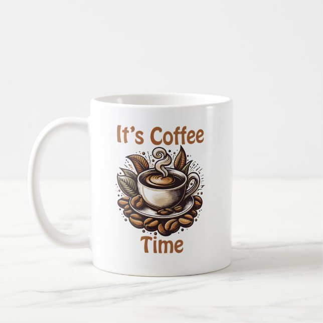 It’s Coffee Time – Cosy Coffee Beans Coffee Mug (Left)