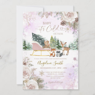 It’s Cold Outside Woodland Winter Baby Shower Invitation