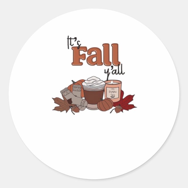It’s Fall Y’all Aesthetic Simple Classic Round Sticker (Front)