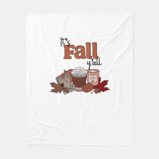 It’s Fall Y’all Aesthetic Simple Fleece Blanket (Front)