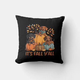 It’s Fall Y’all Autumn Dachshund Pumpkins Fall Cushion