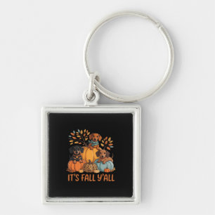 It’s Fall Y’all Autumn Dachshund Pumpkins Fall Key Ring
