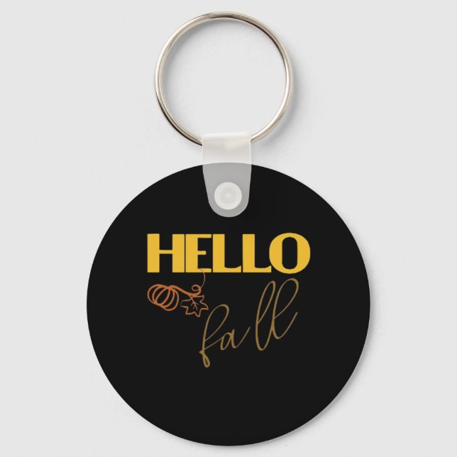 It’s Fall Y’all Autumn Leave Design Cute Pumpkin V Key Ring (Front)