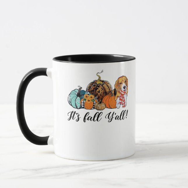 It’s Fall Y’all Beagle Cute Dog Lover Fall Thanksg Mug (Left)