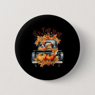 It’s Fall Y’all Border Collie Pumpkins Truck Autum 6 Cm Round Badge