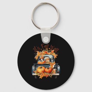 It’s Fall Y’all Border Collie Pumpkins Truck Autum Key Ring