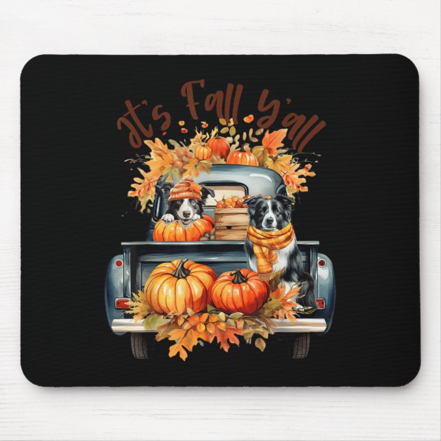 It’s Fall Y’all Border Collie Pumpkins Truck Autum Mouse Mat (Front)