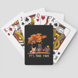 It’s Fall Y’all Cardigan Dog Autumn Design Funny G Playing Cards