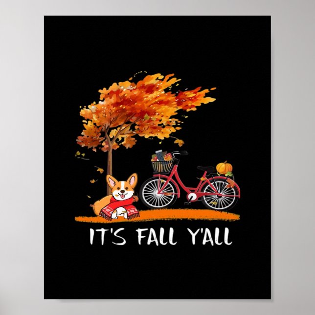 It’s Fall Y’all Cardigan Dog Autumn Design Funny G Poster (Front)