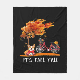 It’s Fall Y’all Cardigan Dog Autumn Funny Graphic Fleece Blanket