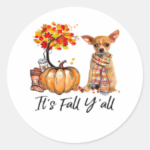 It’s Fall Y’all Chihuahua Dog Halloween Classic Round Sticker