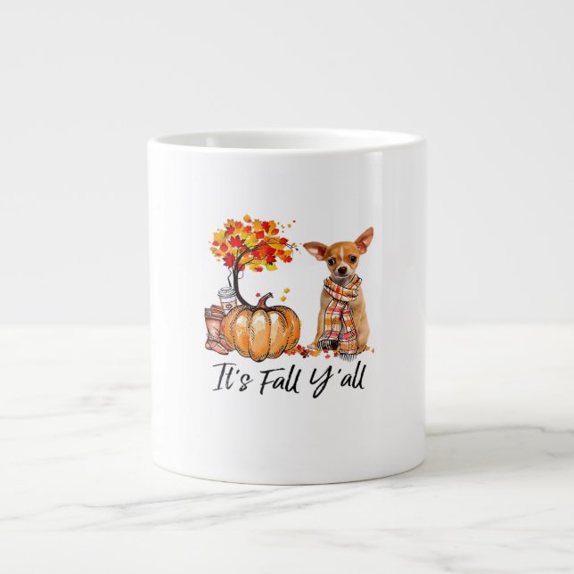 It’s Fall Y’all Chihuahua Dog Halloween Large Coffee Mug (Front)