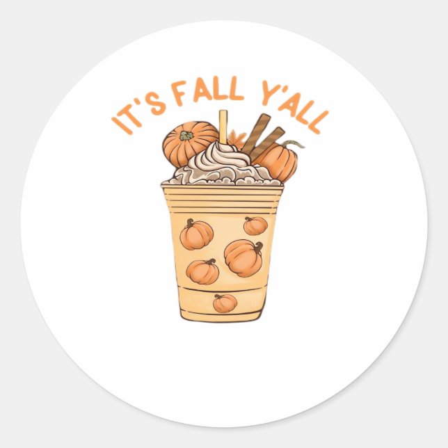 It’s Fall Y’all Cool Retro Classic Round Sticker (Front)