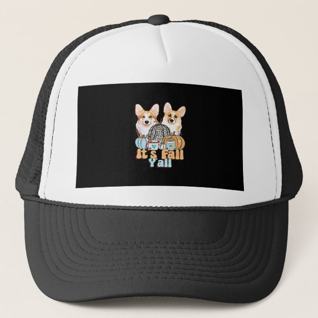 It’s Fall Y’all Corgis Unique Aesthetic Trucker Hat (Front)