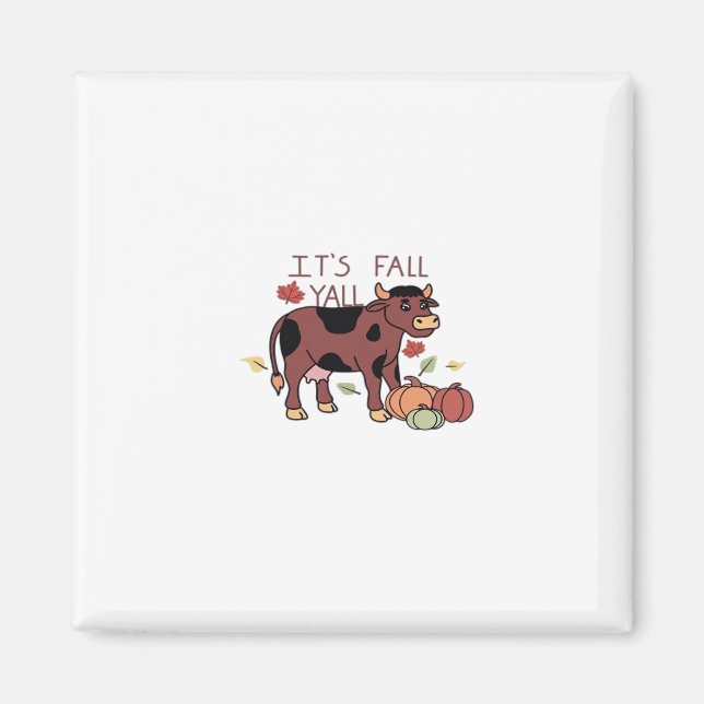 It’s Fall Y’all Cow Retro Style Magnet (Front)