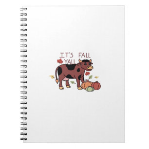 It’s Fall Y’all Cow Retro Style Notebook