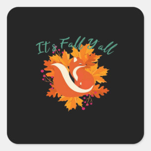 It’s Fall Y’all Cute Autumn Tree Fall Leaves Square Sticker