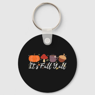 It’s Fall Y’all Cute Coffee Pumpkin Autumn Tree Fa Key Ring
