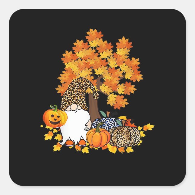 It’s Fall Y’all Cute Gnomes Pumpkin Autumn Square Sticker (Front)