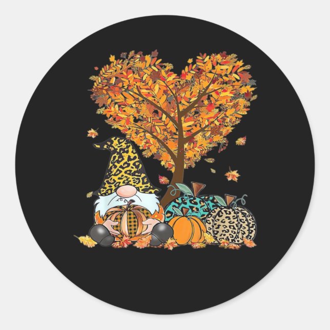 It’s Fall Y’all Cute Gnomes Pumpkin Autumn Tree Fa Classic Round Sticker (Front)