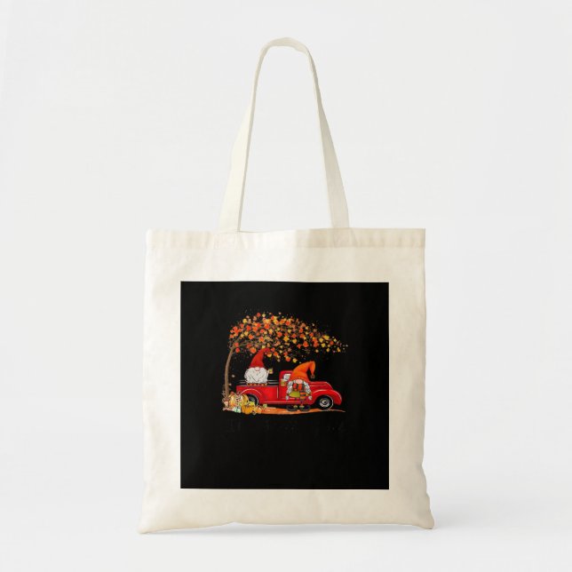 It’s Fall Y’all Cute Gnomes Tree Fall Leaves Tote Bag (Front)