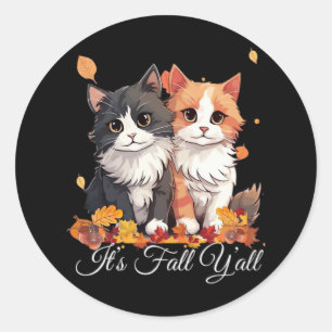 It’s Fall Y’all Cute Kittens Classic Round Sticker