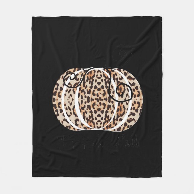 It’s Fall Y’all Cute Leopard Print Pumpkin Fashion Fleece Blanket (Front)