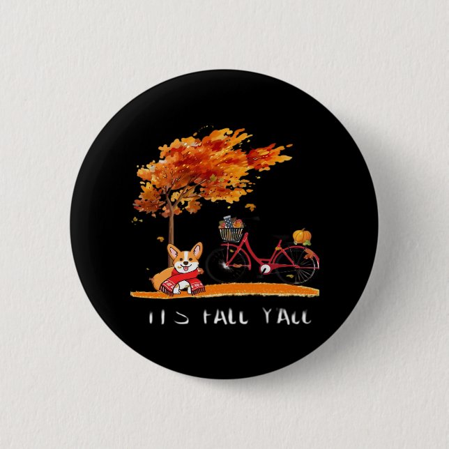 It’s Fall Y’all Dachshund Autumn Costume 6 Cm Round Badge (Front)
