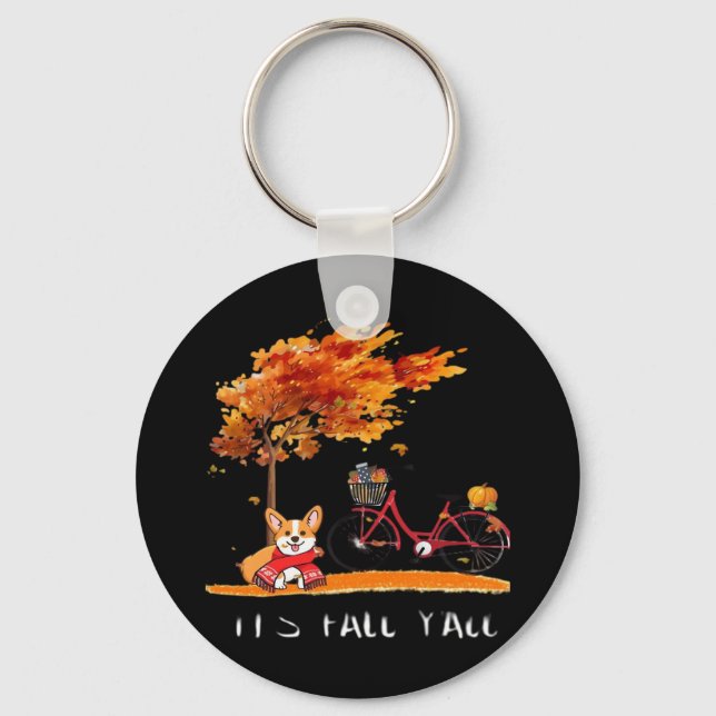 It’s Fall Y’all Dachshund Autumn Costume Key Ring (Front)