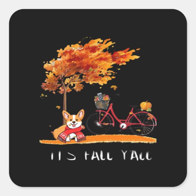 It’s Fall Y’all Dachshund Autumn Costume Square Sticker (Front)