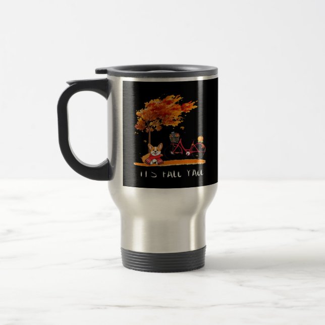 It’s Fall Y’all Dachshund Autumn Costume Travel Mug (Left)